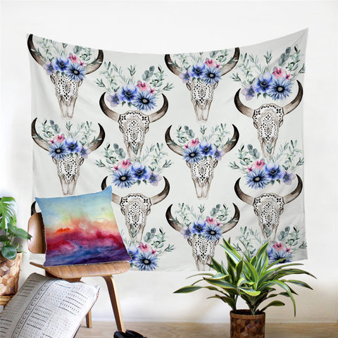 Image of Flowery Trophy Head Tapestry - Beddingify