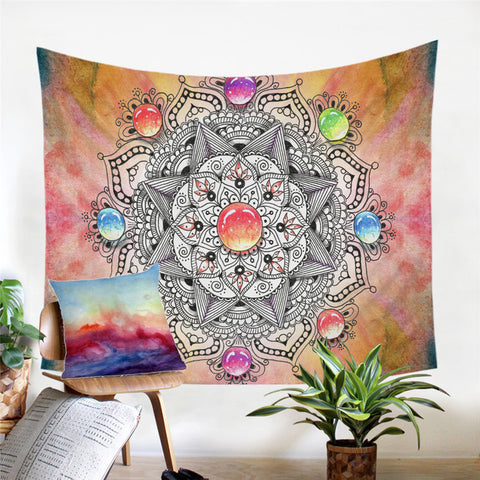 Image of Jewel Concentric Mandala Tapestry - Beddingify