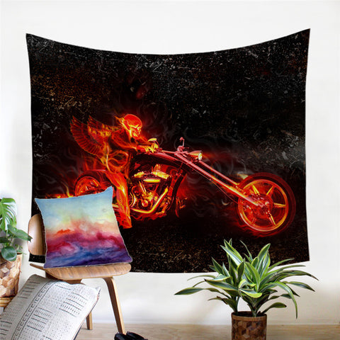 Image of Fiery Ghost Rider Tapestry - Beddingify