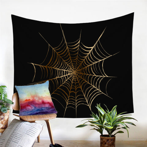 Image of Gold Web Tapestry - Beddingify