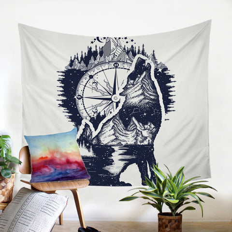 Image of Compass Wolf SW0041 Tapestry