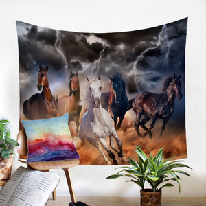 3D Thunder Horses Tapestry - Beddingify