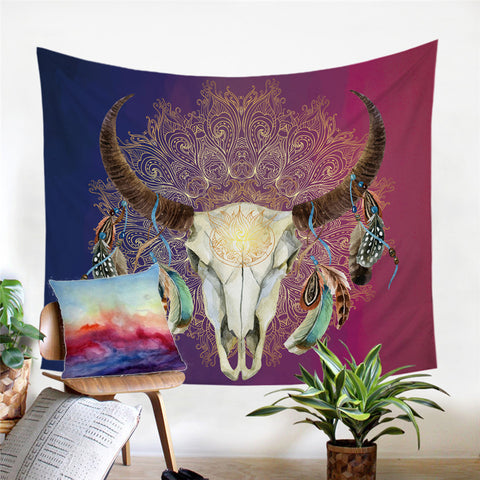 Image of Trophyhead Navy - Magenta Tapestry - Beddingify