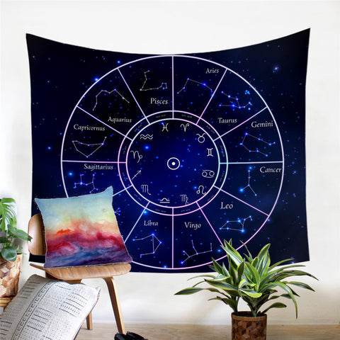Image of Zodiac Signs Constellation Tapestry - Beddingify