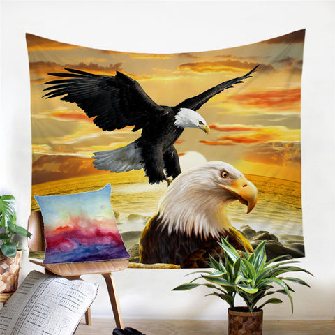 Image of 3D Bald Eagles Tapestry - Beddingify