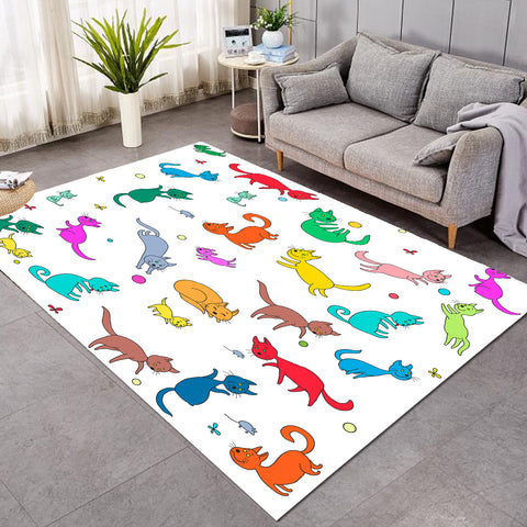 Image of Cheery Colorful Cats SW1740 Rug