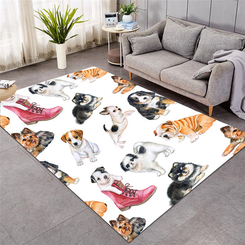 Image of Puppy Family White SW0043 Rug