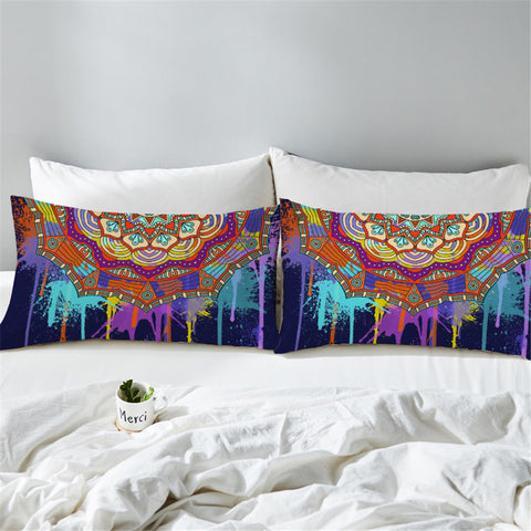 Image of Color Drip Half Mandala Pillowcase