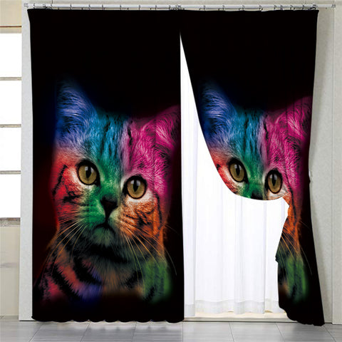 Image of Mystique Cat Black 2 Panel Curtains