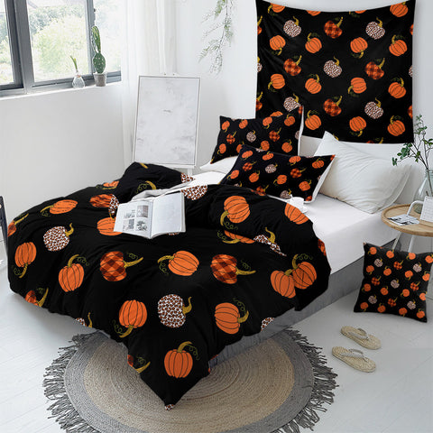 Image of Pumpkin Collection Black Bedding Set - Beddingify