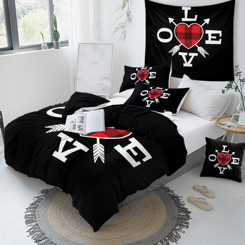 Image of L.O.V.E Black Bedding Set - Beddingify