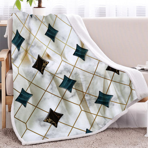 Image of Luxury Geometric Sherpa Fleece Blanket - Beddingify