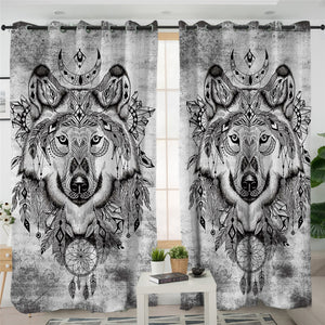 Tribal Wolf 2 Panel Curtains