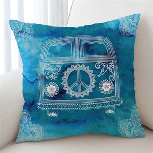 Peace Bus Azure Cushion Cover - Beddingify