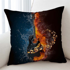 Elemental Contrast Black Rock Guitar Cushion Cover - Beddingify