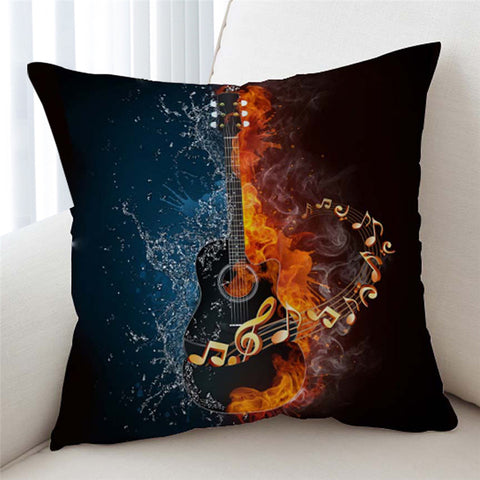 Image of Elemental Contrast Black Rock Guitar Cushion Cover - Beddingify