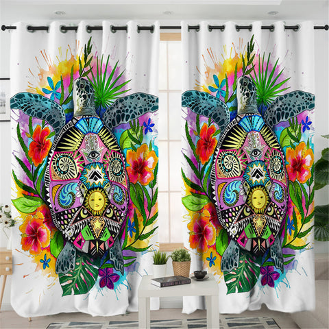 Image of Totem Mythical Turtle 2 Panel Curtains