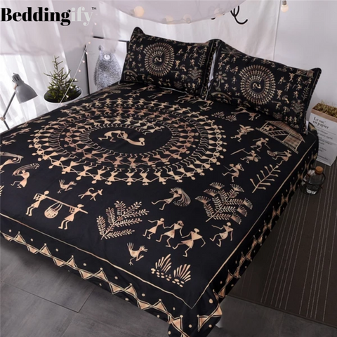 Image of Egyptian Black and Gold Comforter Set - Beddingify