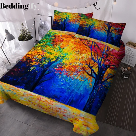 Image of Autumn Trees Leaves Bedding Set - Beddingify