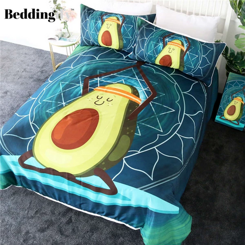 Cartoon Avocado Yoga Bedding Set - Beddingify