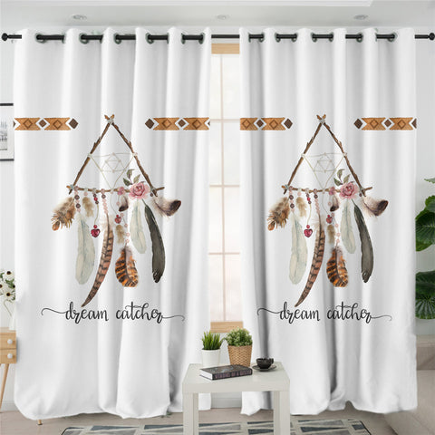 Image of Triangle Dream Catcher White 2 Panel Curtains
