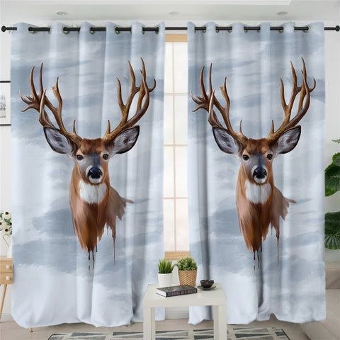 Image of Antlers Smoky Grey 2 Panel Curtains