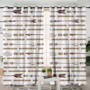 Arrow Motif Triangle Patterns 2 Panel Curtains