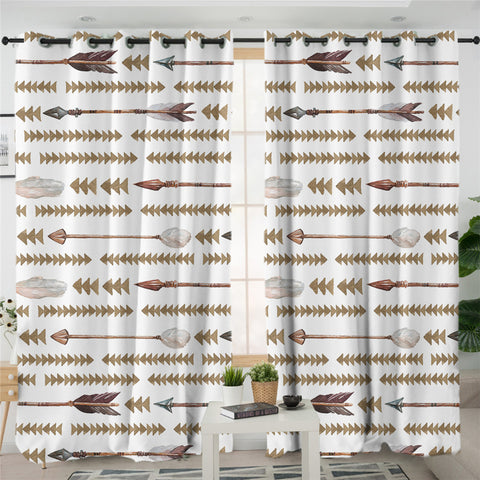 Image of Arrow Motif Triangle Patterns 2 Panel Curtains