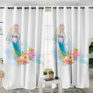 Mermaid White 2 Panel Curtains