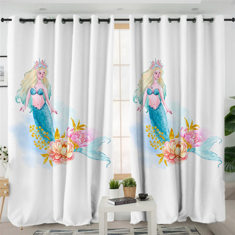 Image of Mermaid White 2 Panel Curtains