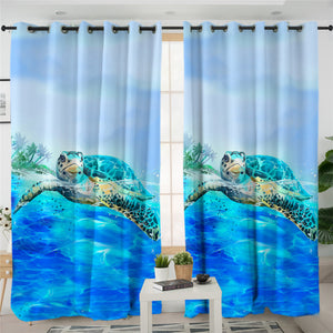 Turquoise Turtle 2 Panel Curtains