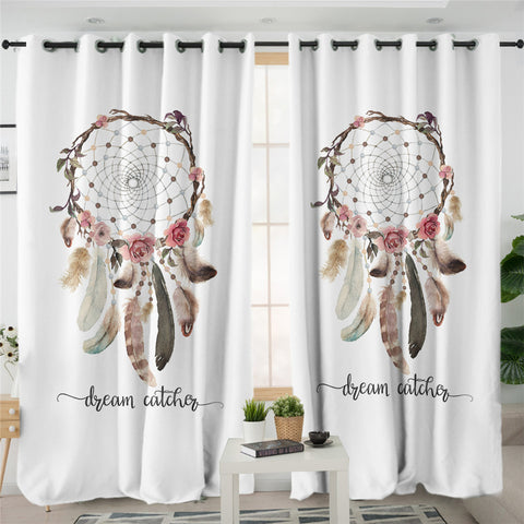 Image of Dream Catcher White 2 Panel Curtains