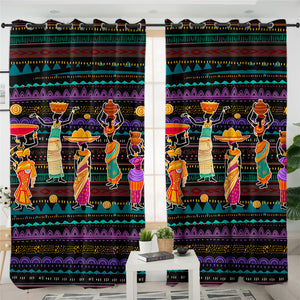 Egytian Style Basket Ladies 2 Panel Curtains