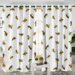 Worker Bees 2 Panel Curtains