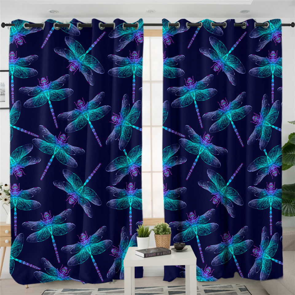 X-rayed Dragonflies 2 Panel Curtains