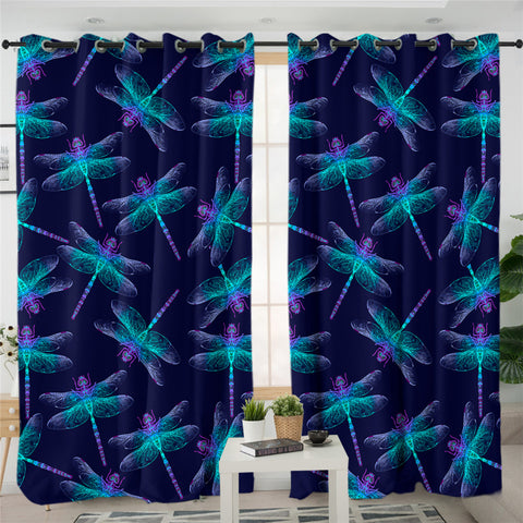 Image of X-rayed Dragonflies 2 Panel Curtains