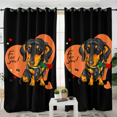 Image of Dachshund 2 Panel Curtains
