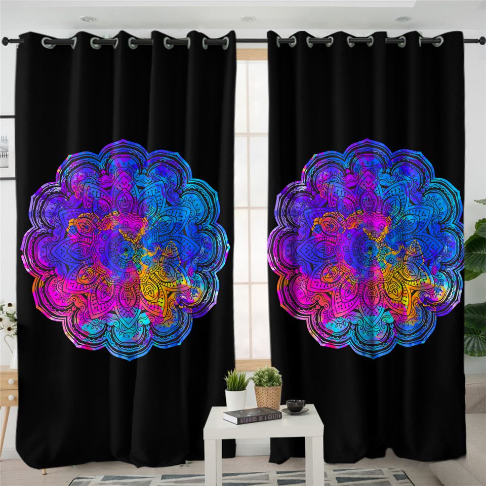 Dark Patterns Mandala 2 Panel Curtains