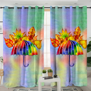 Rainbow Umbrella 2 Panel Curtains