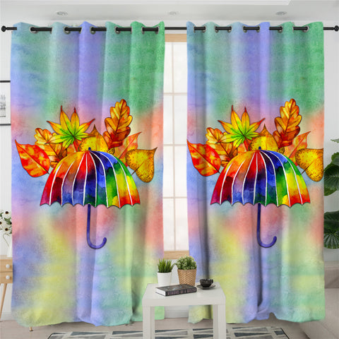 Image of Rainbow Umbrella 2 Panel Curtains