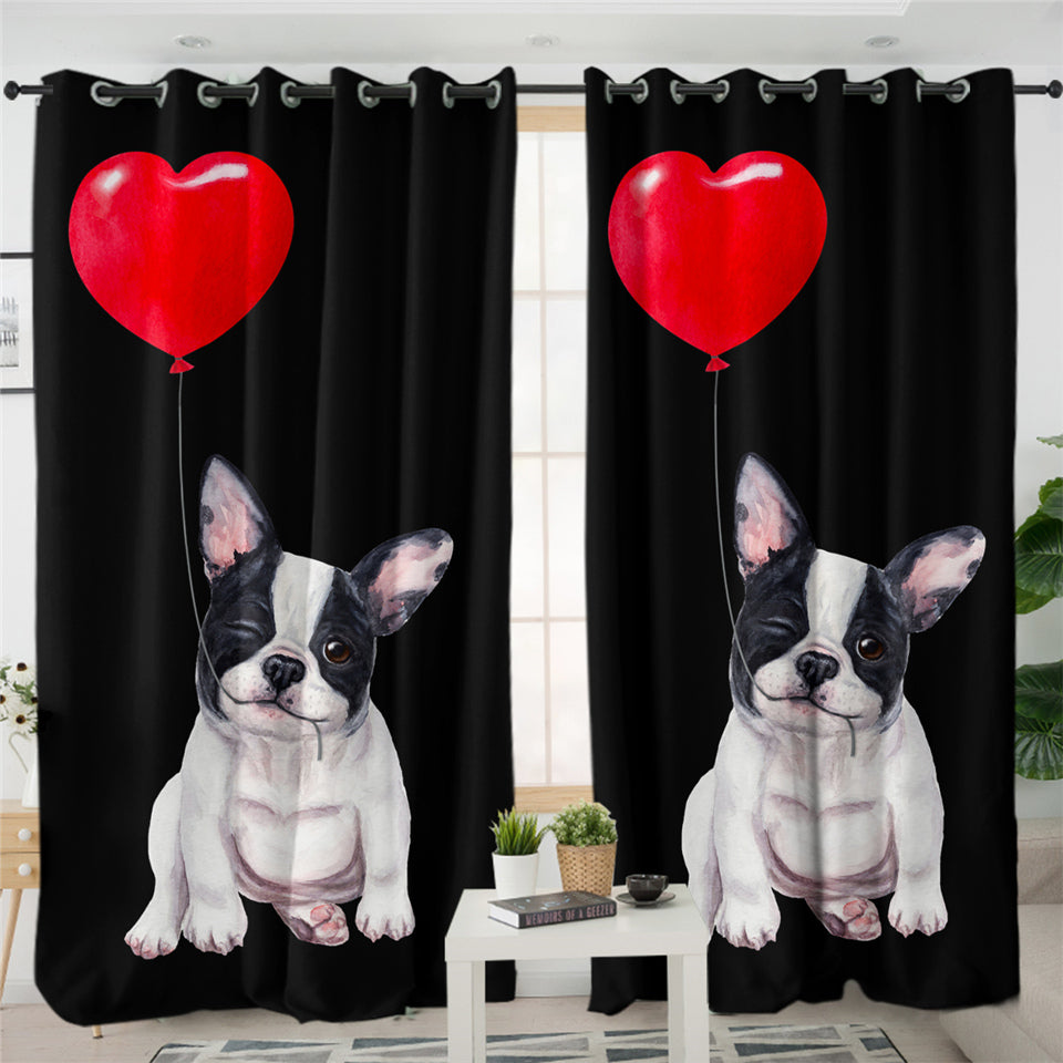 Bulldog & Heart 2 Panel Curtains