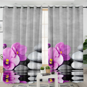 3D Zen Tranquility 2 Panel Curtains