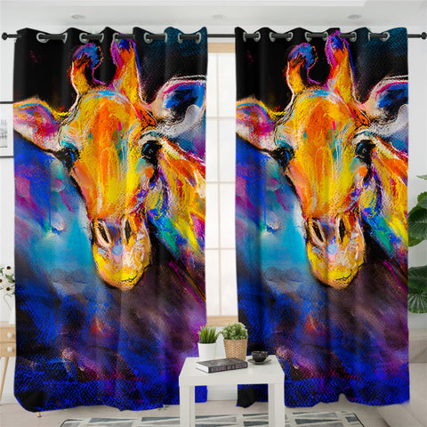 Image of Giraffe Mugshot 2 Panel Curtains