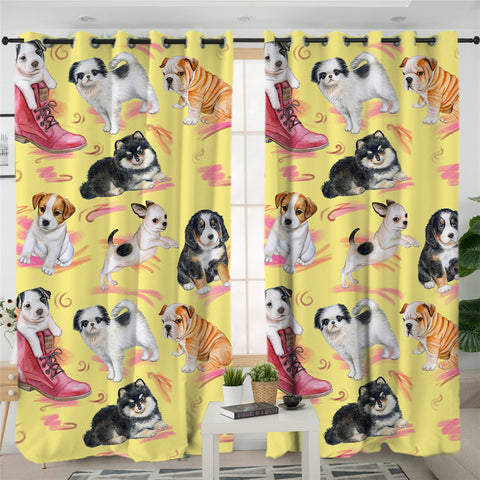Image of Hippie Pugs 2 Panel Curtains