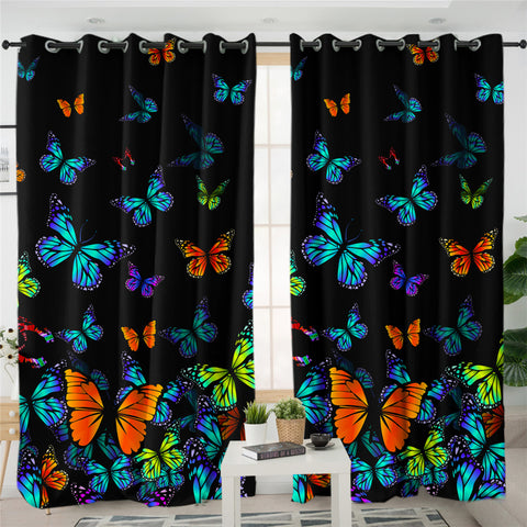 Image of Noctural Monarch Butterflies 2 Panel Curtains