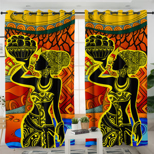 African Lady 2 Panel Curtains