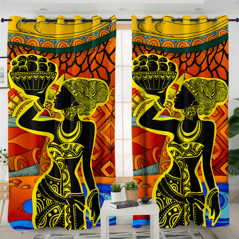 Image of African Lady 2 Panel Curtains