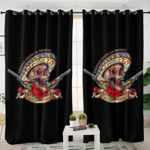Image of Sombrero Skull 2 Panel Curtains