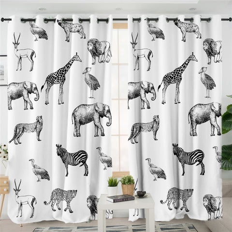 Image of African Animals 2 Panel Curtains