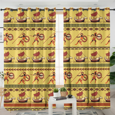 Ancient Pictographic Themed 2 Panel Curtains